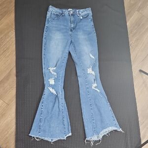 Rue 21, Flare Bottom, Bell Bottom, Jeans, Size 8, Raw Hem